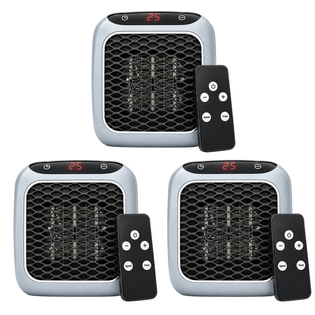 Three RapidHeat heaters, each with a remote control